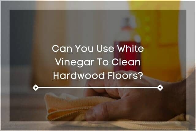 Hand wiping hardwood floor with cloth