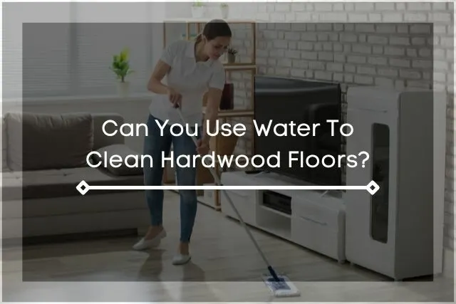 Female cleaning kitchen hardwood floor with mop