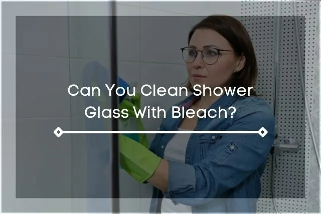 Female cleaning glass shower door