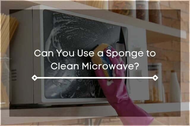 A shot of a person's hand cleaning the microwave with sponge