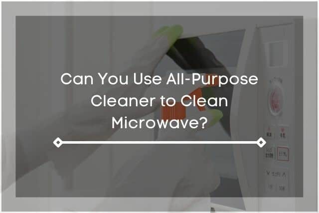 A person cleaning the microwave with a all purpose cleaner