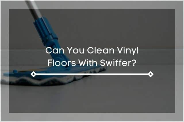 A photo of a swiffer mop on a grey vinyl floor